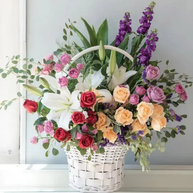 Mixed flowers in bucket