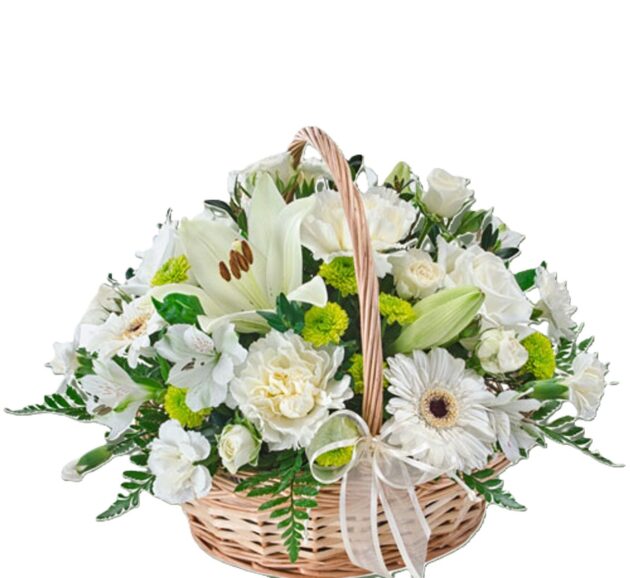 Pure White Floral Basket - Image 2