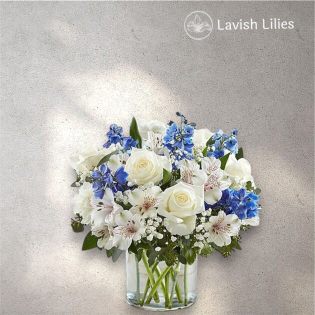 Blue White Floral Vase Arrangement For Him