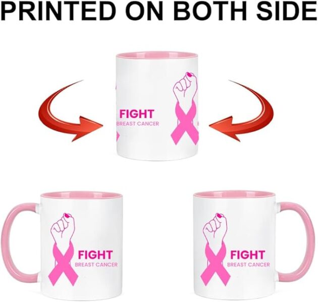 October Breast Cancer Awareness Month Cancer Awareness Pink Ribbon Ceramic Coffee Mug Employee gifts - Image 3