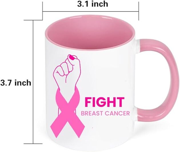October Breast Cancer Awareness Month Cancer Awareness Pink Ribbon Ceramic Coffee Mug Employee gifts - Image 5