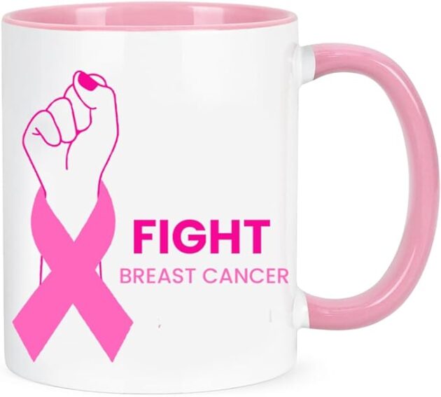 October Breast Cancer Awareness Month Cancer Awareness Pink Ribbon Ceramic Coffee Mug Employee gifts - Image 2