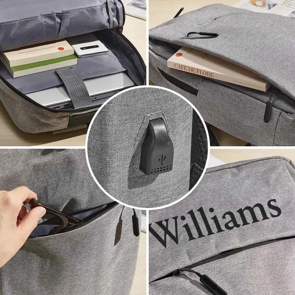 Personalized Name Backpack, College School Computer Bag, Fits 15.6 Inch Notebook, Stylish & Functional Gift for Men or Women, Back to School - Image 3